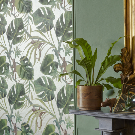 Egzotikus, majom mintás design tapéta. Indigó